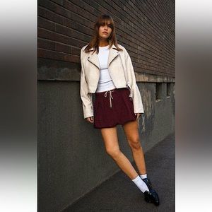 ZARA FAUX LEATHER CROP BIKER JACKET